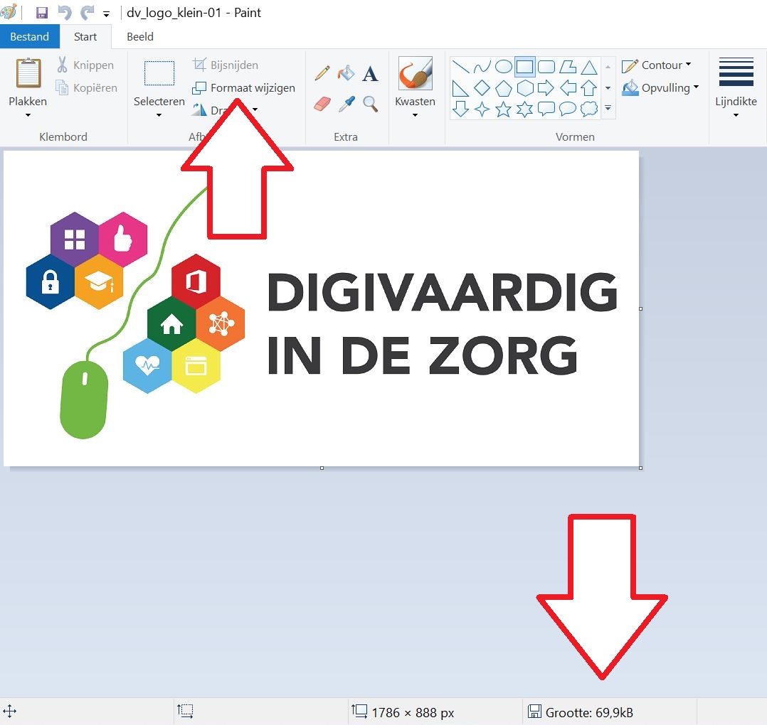 Digitip afbeeldingen verkleinen in Paint